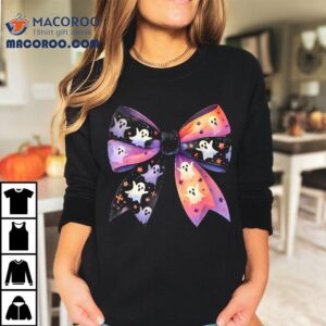 Cute Ghost Bow Coquette Halloween Spooky Season Wo Girls Shirt