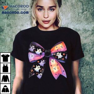 Cute Ghost Bow Coquette Halloween Spooky Season Wo Girls Shirt