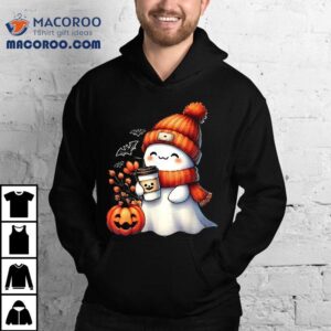 Cute Ghost Drinking Coffee Halloween Shirt