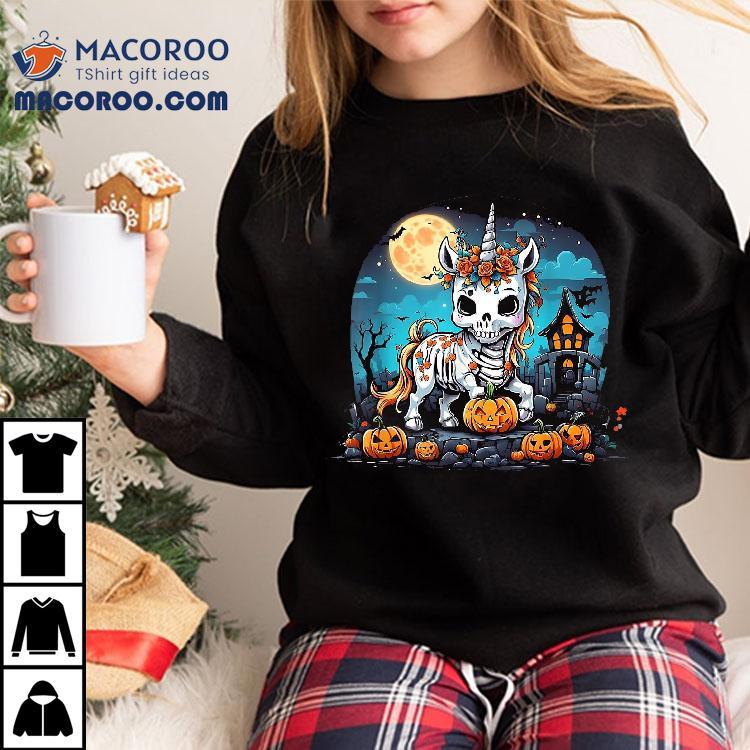 Cute Halloween Skeleton Unicorn Girls Witchy Shirt Cute Halloween Skeleton Unicorn Girls Witchy Shirt