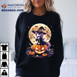 Cute Unicorn Witch Pumpkin Halloween Shirts Girls Daughter Shirt