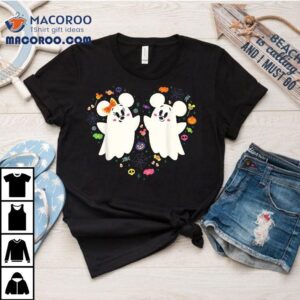 Disney Mickey And Minnie Cute Little Ghosts Halloween Heart Shirt