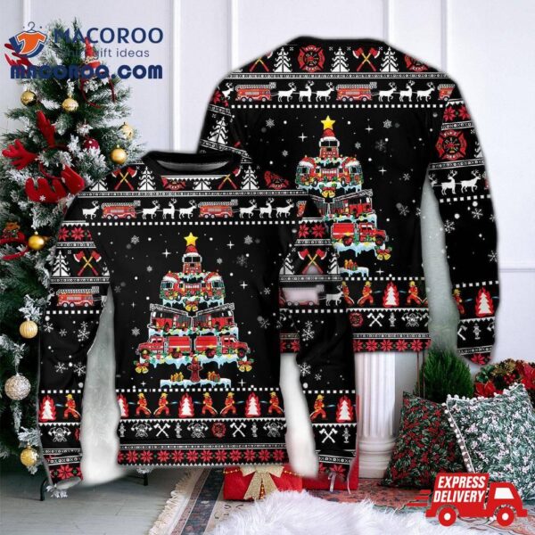 Fire Truck Christmas Tree Sweater