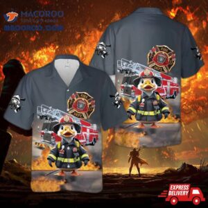 Funny Duck Fire Department Hawaiian Shirt