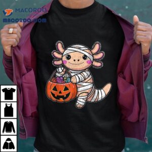 Funny Halloween Girls Toddler Kids Mummy Axolotl Shirt