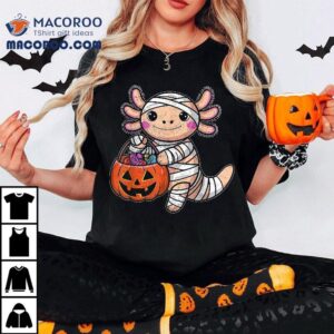 Funny Halloween Girls Toddler Kids Mummy Axolotl Tshirt