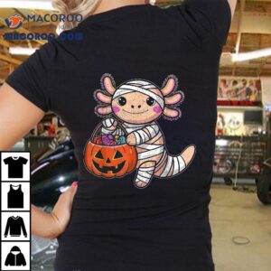 Funny Halloween Girls Toddler Kids Mummy Axolotl Tshirt
