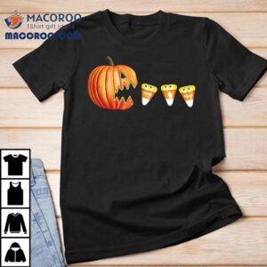 Funny Halloween Pumpkin Jack O Lantern Eating Candy Corn Shirt