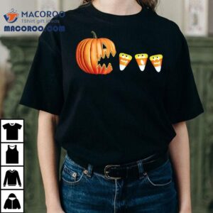 Funny Halloween Pumpkin Jack O Lantern Eating Candy Corn Tshirt