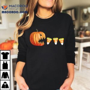 Funny Halloween Pumpkin Jack O Lantern Eating Candy Corn Tshirt
