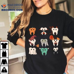 Funny Halloween Teeth Spooky Season Dentist Dental Squad Shirt
