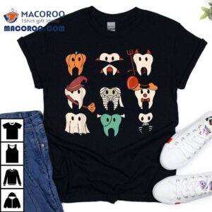 Funny Halloween Teeth Spooky Season Dentist Dental Squad Tshirt