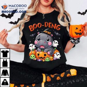 Funny Moo Deng Baby Pygmy Hippo Bouncy Pig In Thai Halloween Tshirt