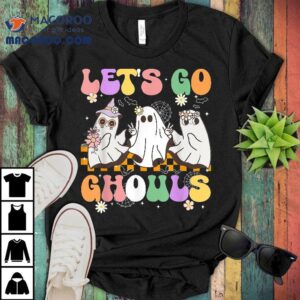 Groovy Boo Lets Go Ghouls Halloween Ghost Girls Kids Shirt