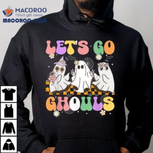 Groovy Boo Lets Go Ghouls Halloween Ghost Girls Kids Tshirt