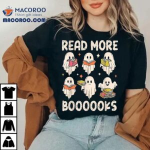 Groovy Halloween Ghost Read More Boooooks Librarian Teacher Tshirt