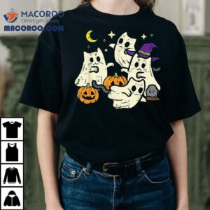 Halloween Black Cats Ghosts Costume Girls Kids Toddler Tshirt