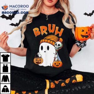 Halloween Bruh Ghost Boo Pumpkin Boys Kids Shirt