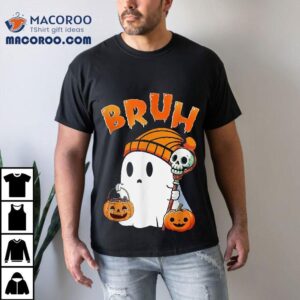 Halloween Bruh Ghost Boo Pumpkin Boys Kids Tshirt