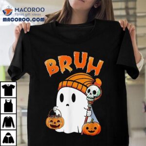 Halloween Bruh Ghost Boo Pumpkin Boys Kids Tshirt