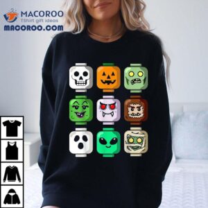 Halloween Building Brick Head Pumpkin Ghost Zombie Boys Tshirt