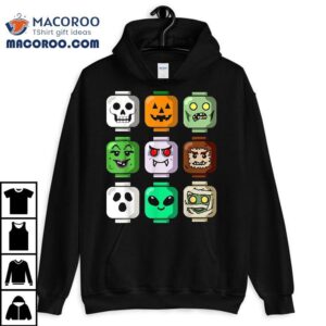 Halloween Building Brick Head Pumpkin Ghost Zombie Boys Tshirt