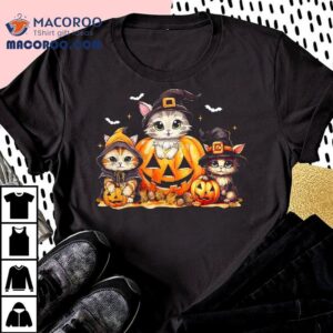 Halloween Cat Shirt For Girls Pumpkin Spooky Season