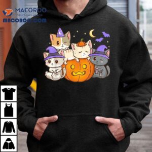 Halloween Cats Anime Cat Kawaii Neko Pumpkin Lover Witch Shirt