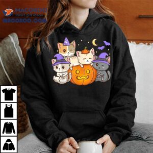Halloween Cats Anime Cat Kawaii Neko Pumpkin Lover Witch Shirt