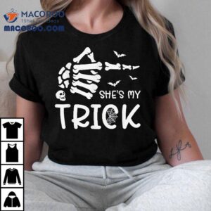 Halloween Costume Couples She’s My Trick Skeleton Hand Shirt