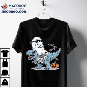 Halloween Ghost Riding Zombie T-rex Funny For Kids Shirt