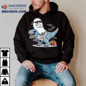 Halloween Ghost Riding Zombie T Rex Funny For Kids Tshirt