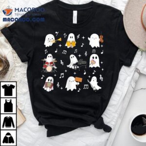 Halloween Music Teacher Ghost Playing Musical Instruts Shirt