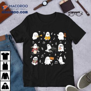 Halloween Music Teacher Ghost Playing Musical Instruts Shirt