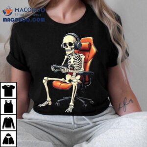 Halloween Skeleton Gamer Video Gaming Boys Girls Shirt