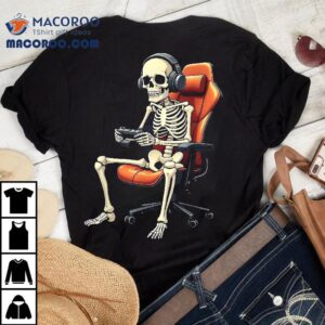 Halloween Skeleton Gamer Video Gaming Boys Girls Tshirt