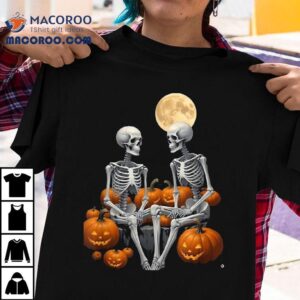 Halloween Skeletons In Pumpkin Patch Tshirt