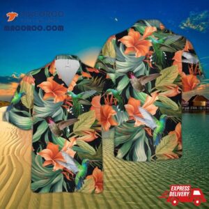 Hummingbirds Trumpet Flower Hawaiian Shirt