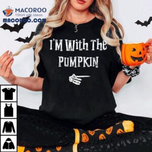 I M With Pumpkin Halloween Costume Funny Couples Matching Tshirt
