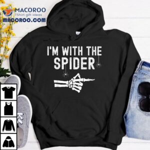 I’m With Spider Funny Skeleton Halloween Couples Matching Shirt