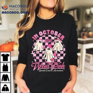 In October We Wear Pink Halloween Breast Cancer Awareness Tshirt