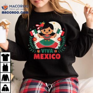 Kids Cute Viva Mexico Girl Mexican Independence Day Shirt