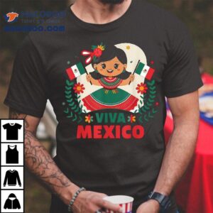 Kids Cute Viva Mexico Girl Mexican Independence Day Tshirt