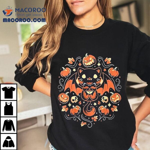 Midnight Pumpkin Cat Snouleaf Halloween Shirt