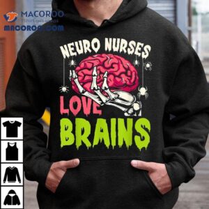 Neuro Nurses Love Brains Skeleton Halloween Nurse Funny Tshirt