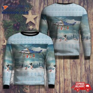 New Jersey State Police Bell 206l-4 Longranger Christmas Aop Ugly Sweater