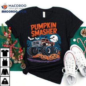 Pumpkin Smasher Halloween Monster Truck Kids Boys Girls Shirt