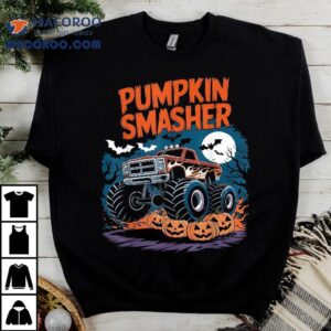 Pumpkin Smasher Halloween Monster Truck Kids Boys Girls Shirt