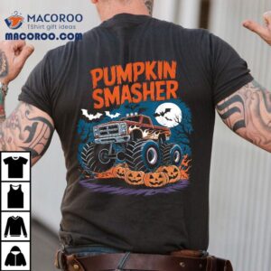 Pumpkin Smasher Halloween Monster Truck Kids Boys Girls Tshirt