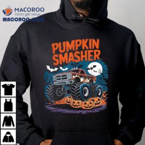 Pumpkin Smasher Halloween Monster Truck Kids Boys Girls Tshirt